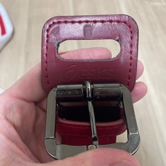 アシックス 野球 ベルト 赤　の画像