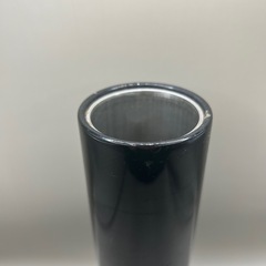 k1105609 輪島漆塗 花器 花入 縦25.5cm 口径6cm  輪島塗花器 丸筒型 小 手彫り沈金 つゆ草 黒 美術品 工芸品 中古 現状品の画像