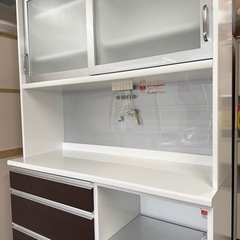 【超美品‼️】高級日本製♪ ユーアイ 135cm幅キッチンボード 食器棚 収納家具 木目調ダークブラウン♪の画像