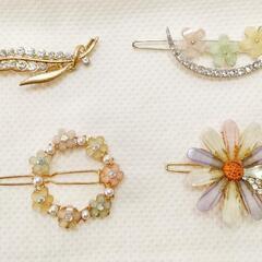 新品！月と花のヘアピン3個セット　ヘアクリップ