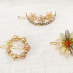 新品！月と花のヘアピン3個セット　ヘアクリップ