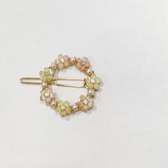 花と月のヘアピン3個セット　ヘアアクセサリー　ヘアクリップの画像