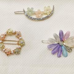 新品！花と月のヘアピン3個セット　ヘアクリップ　バレッタ