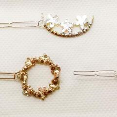 新品！花のヘアピン3個セット　ヘアクリップ　ヘアアクセサリーの画像