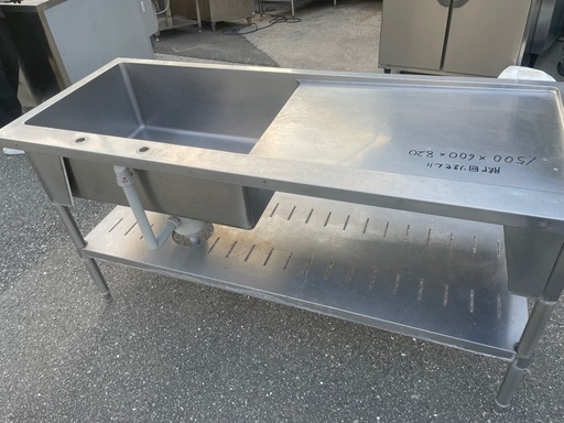 ■中古品  タニコー 台付き１槽シンク 1500ｘ600ｘ820ｍｍ 厨房■