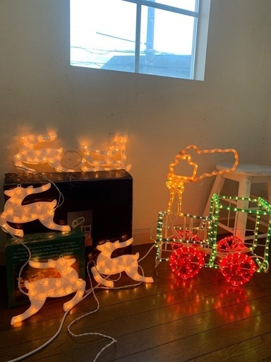 LEDクリスマスライト 煙突汽車、ソリーとトナカイのイルミネーション