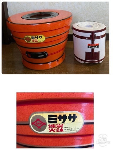 陶器製練炭火鉢 未使用品 昭和レトロのヴィンテージ品 注文 カネ由練炭