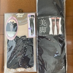 未使用品⭐️フェイクサイハイレースアップ柄タイツ&ニーハイソックス
