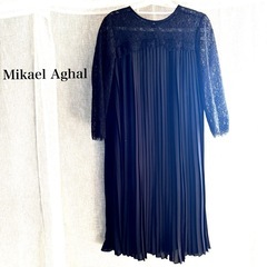 Mikael Aghal 黒 レースプリーツワンピース