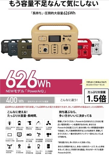 【値下げ】ポータブル電源  大容量174.000mAh仕様！ 