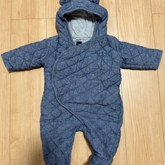 babyGap ベビー服 フード付きロンパース グレー キルティング