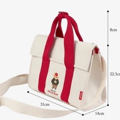 キャンバストートバッグ　ショルダーバッグ　ハンドバッグ　2way  テディベアの画像