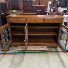 美品　三越家具　ブルージュ　ステンドグラス　サイドボード　キャビネット　飾り棚 三越家具 ブルージュ ステンドグラス キャビネット サイドボード