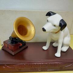 ★Victor  ニッパー犬&蓄音機&台座 3点セット【昭和レトロ ヴィンテージ 陶器置物】◎未使用／箱有りの画像