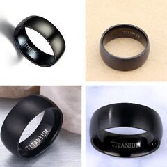 チタン鋼/シンプルブラックリング②（新品）23 号の画像