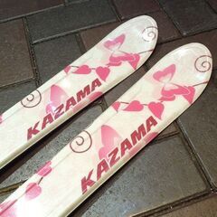 KAZAMA 130cm ジュニアスキー SPAX J ルックビンディング付き板 ポールセット スキー授業 カザマ 札幌市 新道東店の画像