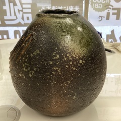 昭和レトロ　陶器製　信楽焼　壺　花瓶　花器　フラワーベース　花入れ　花たての画像