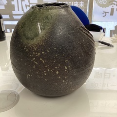 昭和レトロ　陶器製　信楽焼　壺　花瓶　花器　フラワーベース　花入れ　花たての画像