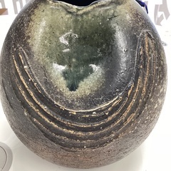 昭和レトロ　陶器製　信楽焼　壺　花瓶　花器　フラワーベース　花入れ　花たての画像