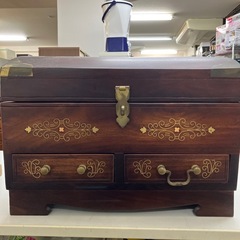 ☆値下げ☆A2411-137 ジュエリーBOX 宝箱 木製 汚れあり 中古の画像