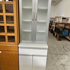 食器棚　ホワイト　2枚扉　幅(W)595mm × 奥行(D)45...