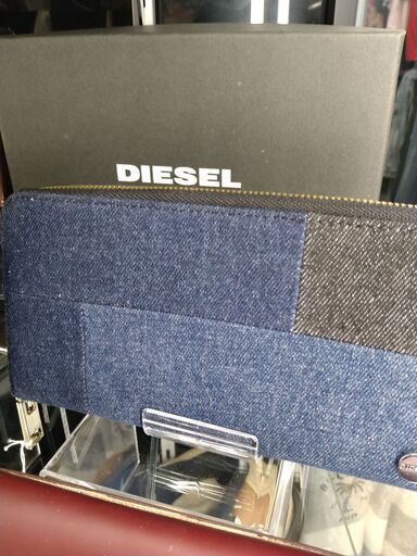 【A113】●ディーゼル 長財布 デニムパッチワーク