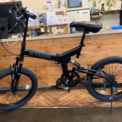 【美品！KYUZOダブルサスペンション】6段変速　セミファットタイヤ20インチ折りたたみ自転車　マットブラックの画像