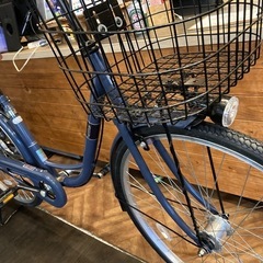 【前後タイヤ・チューブ新品！】 LEDオートライト　26インチ自転車　ネイビーブルーの画像