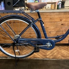 【前後タイヤ・チューブ新品！】 LEDオートライト　26インチ自転車　ネイビーブルーの画像