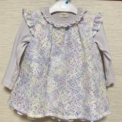 トップス 長袖　80 薄紫 レースの画像