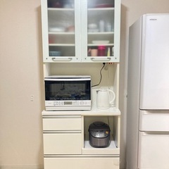 80cm幅　スリムタイプ　食器棚　ホワイト　