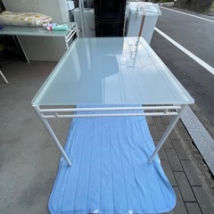 ②IKEAイケア【LYRESTAD】ダイニングテーブル・強化ガラス＆スチール・76×110×73cmの画像