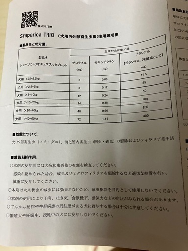 小型犬の寄生虫予防薬