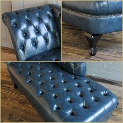 VINCENT VKシリーズ カウチソファ ブルーPUレザー（引取り限定）