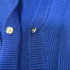 コバルトブルー　リネンニットカーディガンの画像