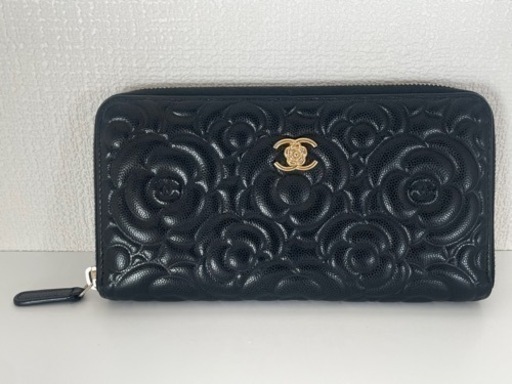 CHANEL カメリア キャビアスキン 長財布