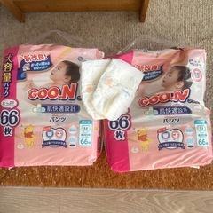 グーンプラス　パンツタイプMサイズ1袋（66枚）＋開封済43枚程度＋テープタイプMサイズ2枚の画像