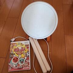 wii太鼓の達人のソフトと太鼓とバチ