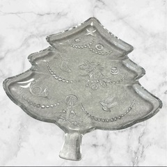 【新品未使用】クリスマスツリー型ガラス皿❤2枚セット　クリスタルツリー　プレートの画像