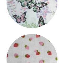 ダブルガーゼ2枚合わせハンカチ　2枚セット　ハンドメイド　蝶柄の画像