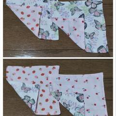 ダブルガーゼ2枚合わせハンカチ　2枚セット　ハンドメイド　蝶柄の画像