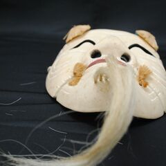 [963]当時物？ 能面 神楽 雅楽 お面 雅楽 翁面 白式尉 木彫り 縁起物の画像