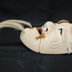 [963]当時物？ 能面 神楽 雅楽 お面 雅楽 翁面 白式尉 木彫り 縁起物の画像