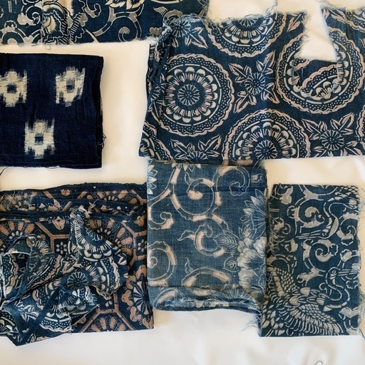 《和》古布 藍染め 愛染 小さめサイズ　柄 ハギレ　生地　　多数350g はぎれ　セット　まとめて まとめ売り 生地 ハギレ　骨董　古物　フリマ 着物 江戸 大正 昭和 アンティーク　紬 ヴィンテージ　木綿 当時物 裁縫　リメイク　手芸　生地　昭和レトロ アンティーク はぎれ ハンドメイド パッチワーク リメイク 材料 着物 浴衣 羽織 帯 つまみ細工 縮緬細工 吊るし飾り 手芸 小物 洋服 カバン 小物入れ ポーチ コート バック　ハンドメイド