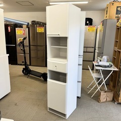 【超美品‼️】便利♪ 40cm幅スリムランドリーラック キャビネット オープンラック 隙間収納家具 鏡面仕上げホワイト♪