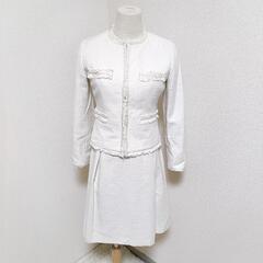 ルスーク アンサンブル セットアップ ツイードノーカラージャケッ...