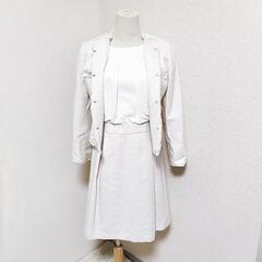 ルスーク アンサンブル セットアップ ツイードノーカラージャケット ワンピース グレージュ 36 S レディースの画像