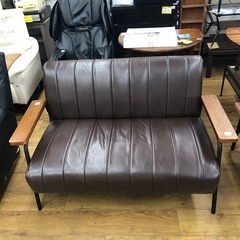 2人掛ソファ ニトリ インダストリアルデザイン 合皮ｘウッド ブ...