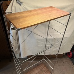 《売約済》【武蔵小山店】ワードローブ MUJI 無印良品 無印 ステンレスユニットシェルフ ユニットシェルフ ウォールナット ウォールナット材 補強パーツ ワードローブバー ハンガーラックの画像