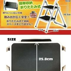 【値下げ】ステップチェアー パッソ ２段 折りたたみ式 スチール踏み台 脚立 踏み台 イスの画像